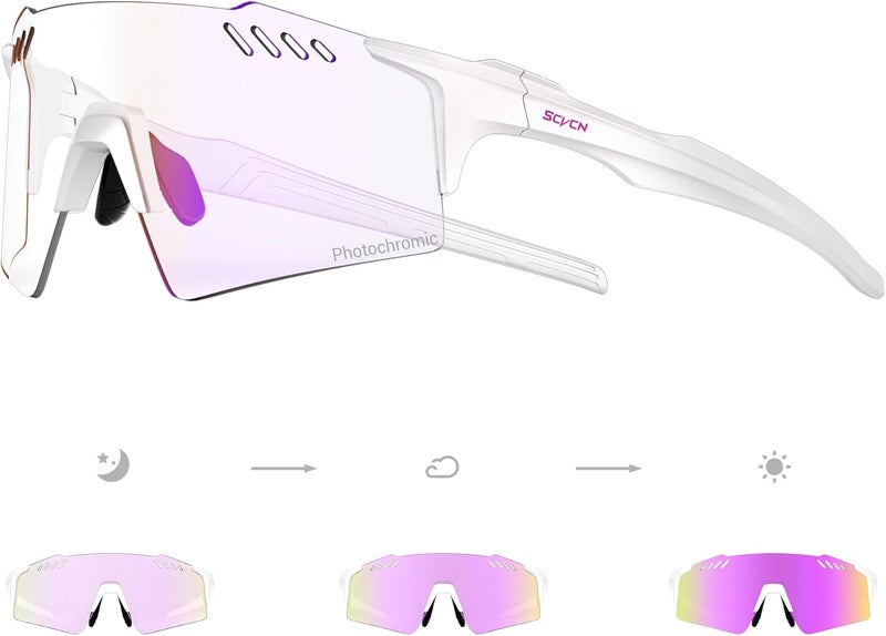 SCVCN نظارات رياضية متغيرة اللون لحماية UV400 للنساء والرجال نظارات رياضية TR90 للدراجات الجبلية والجري S9A2 - Image 1